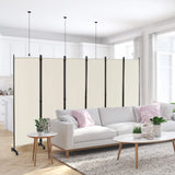 6 Panel 6Ft Tall Rolling Room Divider on Wheels-White
