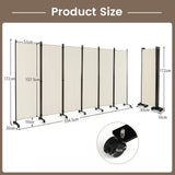 6 Panel 6Ft Tall Rolling Room Divider on Wheels-White