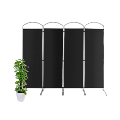 6.2Ft Folding 4-Panel Room Divider for Home Office Living Room-Black