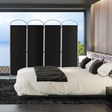 6.2Ft Folding 4-Panel Room Divider for Home Office Living Room-Black