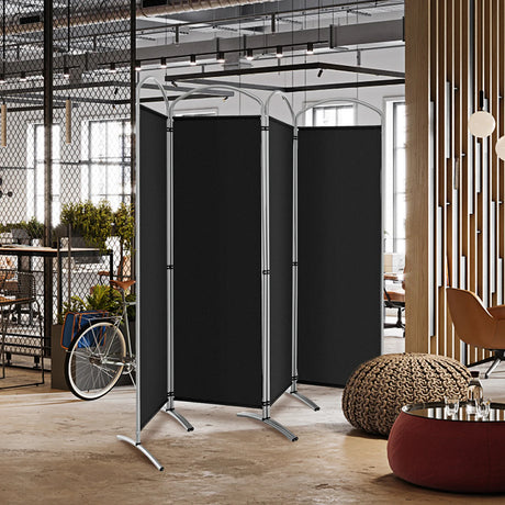 6.2Ft Folding 4-Panel Room Divider for Home Office Living Room-Black