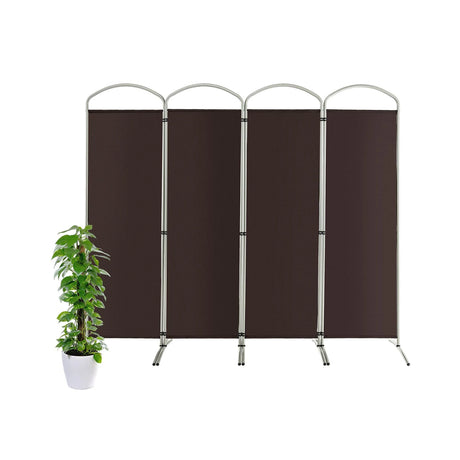 6.2Ft Folding 4-Panel Room Divider for Home Office Living Room -Brown