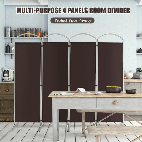6.2Ft Folding 4-Panel Room Divider for Home Office Living Room -Brown