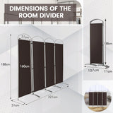 6.2Ft Folding 4-Panel Room Divider for Home Office Living Room -Brown