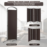 6.2Ft Folding 4-Panel Room Divider for Home Office Living Room -Brown