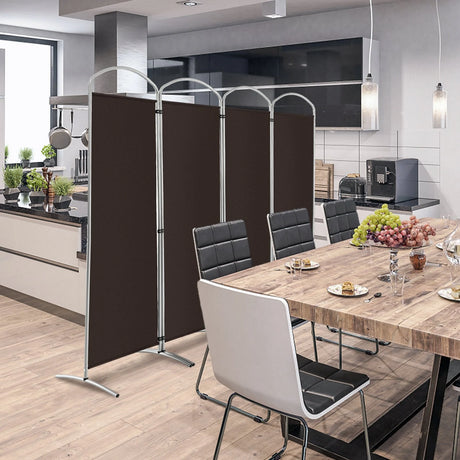 6.2Ft Folding 4-Panel Room Divider for Home Office Living Room -Brown