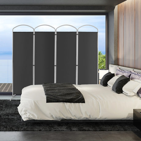 6.2Ft Folding 4-Panel Room Divider for Home Office Living Room -Gray