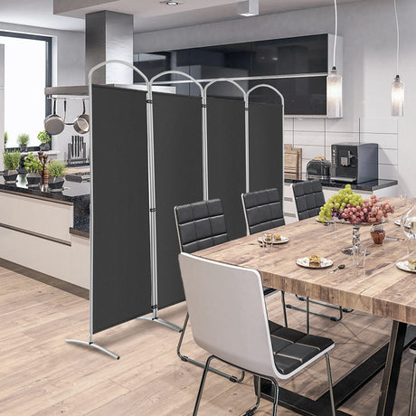 6.2Ft Folding 4-Panel Room Divider for Home Office Living Room -Gray