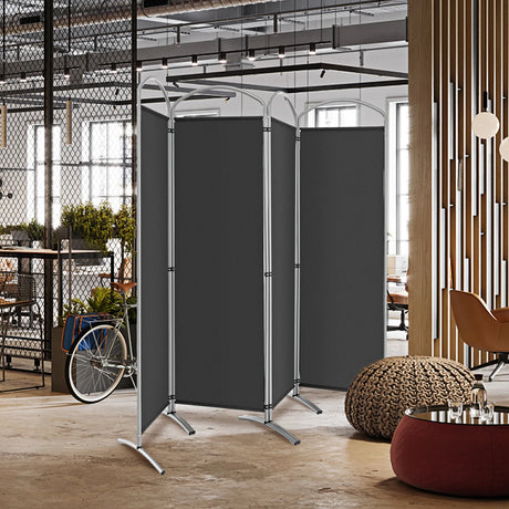 6.2Ft Folding 4-Panel Room Divider for Home Office Living Room -Gray