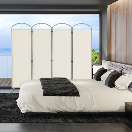 6.2Ft Folding 4-Panel Room Divider for Home Office Living Room -White
