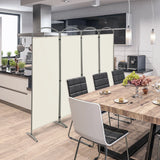 6.2Ft Folding 4-Panel Room Divider for Home Office Living Room -White