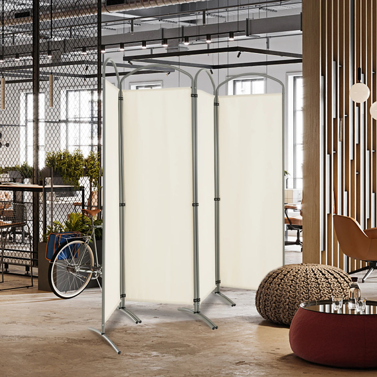 6.2Ft Folding 4-Panel Room Divider for Home Office Living Room -White