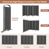 6 Panel Freestanding Folding Room Divider for Home Office-Grey