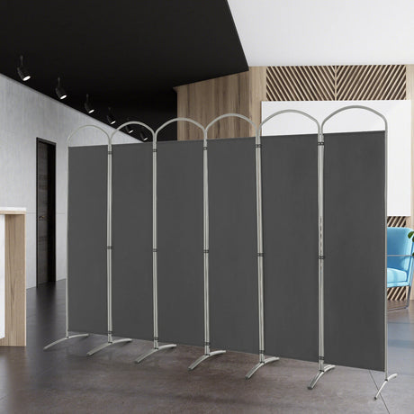6 Panel Freestanding Folding Room Divider for Home Office-Grey