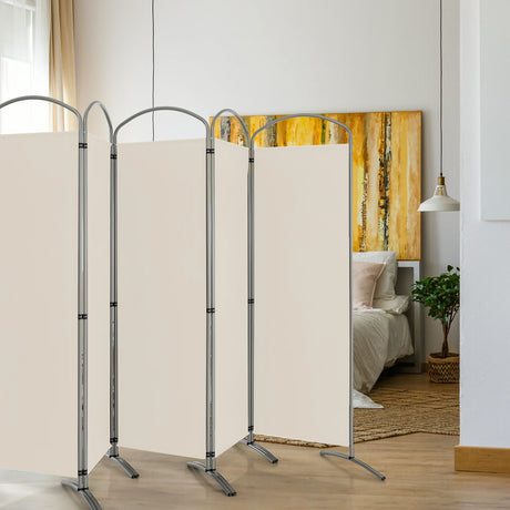 6 Feet 6-Panels Freestanding Folding Privacy Screen-White