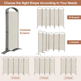 6 Feet 6-Panels Freestanding Folding Privacy Screen-White