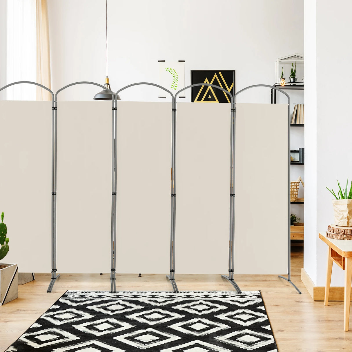 6 Feet 6-Panels Freestanding Folding Privacy Screen-White
