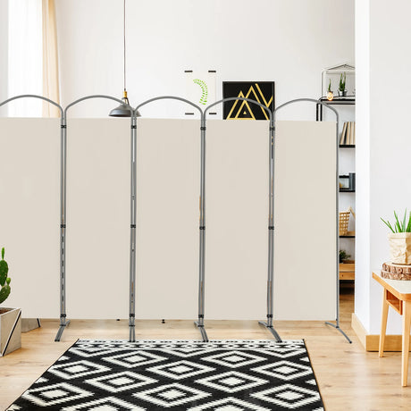 6 Feet 6-Panels Freestanding Folding Privacy Screen-White