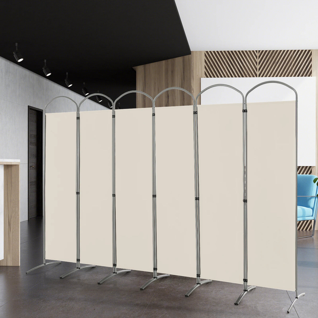 6 Feet 6-Panels Freestanding Folding Privacy Screen-White