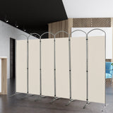 6 Feet 6-Panels Freestanding Folding Privacy Screen-White