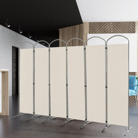 6 Feet 6-Panels Freestanding Folding Privacy Screen-White