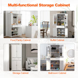 72 Inch Freestanding Kitchen Pantry Cabinet 4 Doors Storage Cupboard Shelves Drawer-White