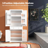 72 Inch Freestanding Kitchen Pantry Cabinet 4 Doors Storage Cupboard Shelves Drawer-White