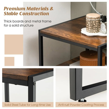 Set of 2 Industrial Coffee Tables for Living Room, Bedroom, Hallway
