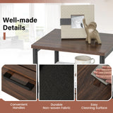 3-Tier Retro Nightstand with 2 Removable Fabric Drawers and Open Shelf-Walnut