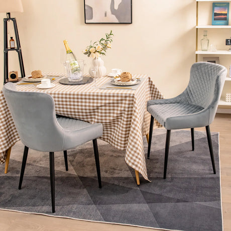 Set of 2 Armless Dining Chairs with Adjustable Foot Pads-Grey