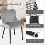 Set of 2 Armless Dining Chairs with Adjustable Foot Pads-Grey