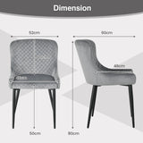 Set of 2 Armless Dining Chairs with Adjustable Foot Pads-Grey