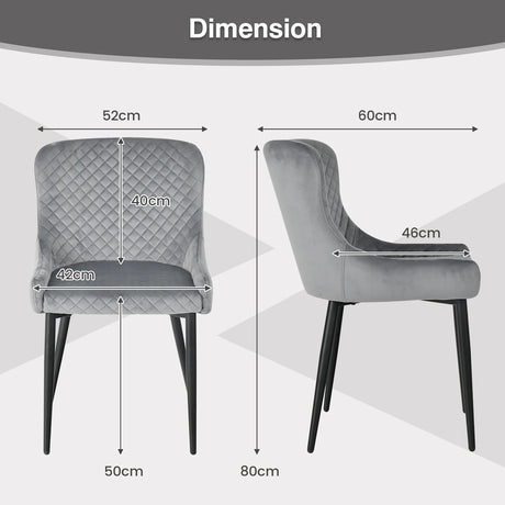 Set of 2 Armless Dining Chairs with Adjustable Foot Pads-Grey