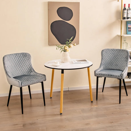 Set of 2 Armless Dining Chairs with Adjustable Foot Pads-Grey