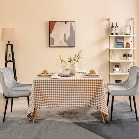 Set of 2 Armless Dining Chairs with Adjustable Foot Pads-Grey