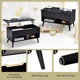 31.5 Inch Lift Top Coffee Table with Hidden Compartment and 2 Storage Shelves-Black