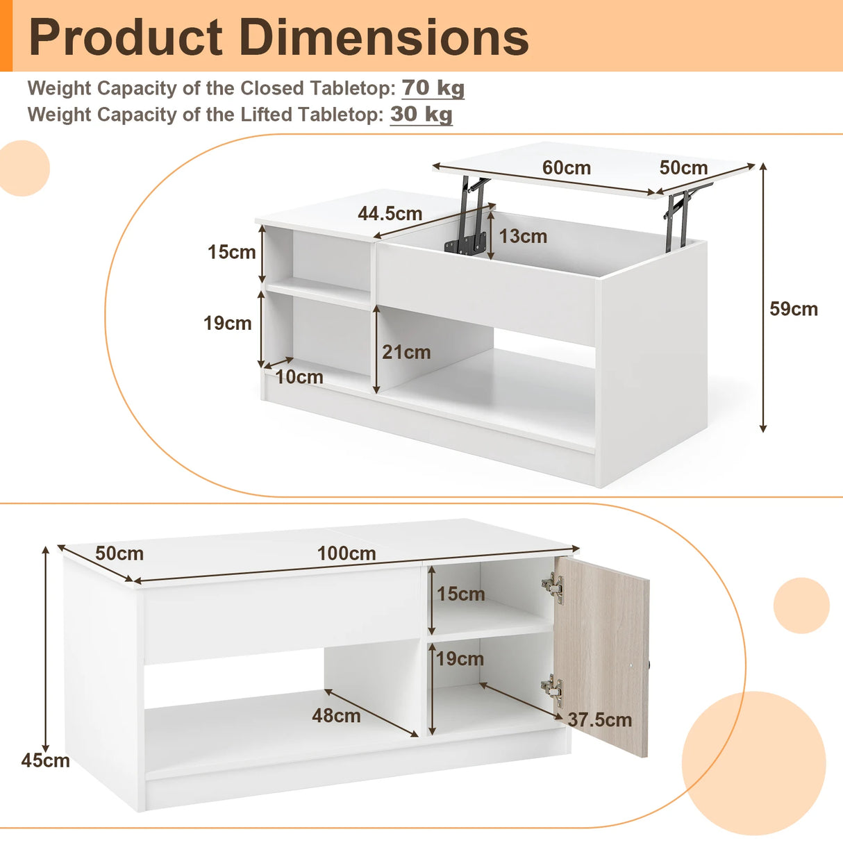 Modern Coffee Table with Lift Tabletop and Storage Compartments