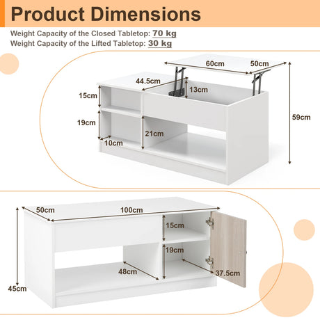 Modern Coffee Table with Lift Tabletop and Storage Compartments