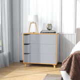 Modern 3 Drawer Chest Dresser with Large Storage Capacity Embedded Handle-Grey