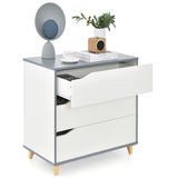 Modern 3 Drawer Chest Dresser with Large Storage Capacity Embedded Handle-White