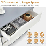 Modern 3 Drawer Chest Dresser with Large Storage Capacity Embedded Handle-White