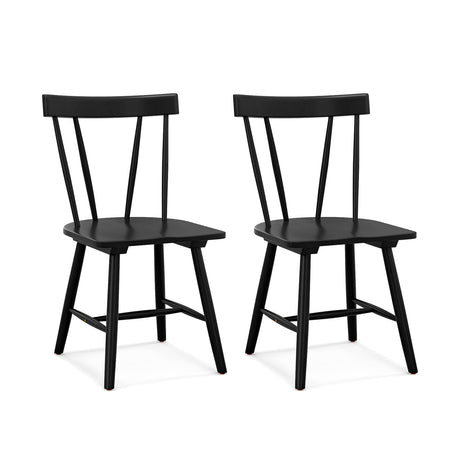 Windsor Style Armless Chairs with Solid Rubber Wood Frame-Black