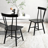 Windsor Style Armless Chairs with Solid Rubber Wood Frame-Black