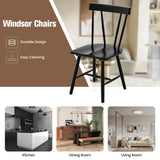 Windsor Style Armless Chairs with Solid Rubber Wood Frame-Black