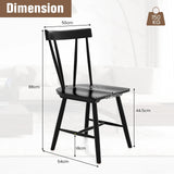 Windsor Style Armless Chairs with Solid Rubber Wood Frame-Black