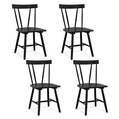 Windsor Style Armless Chairs with Solid Rubber Wood Frame-Black