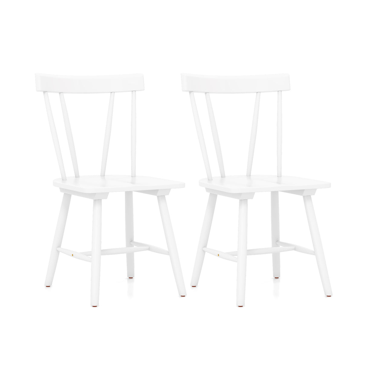 Windsor Style Armless Chairs with Solid Rubber Wood Frame-White