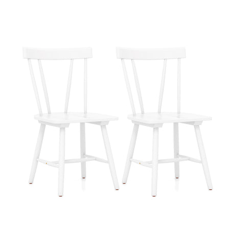 Windsor Style Armless Chairs with Solid Rubber Wood Frame-White