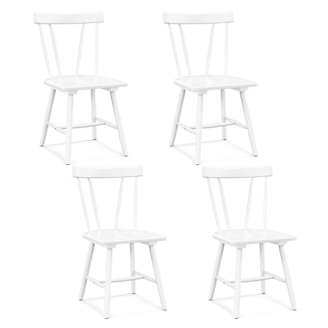 Windsor Style Armless Chairs with Solid Rubber Wood Frame-White