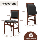 Set of 2 Folding Dining Chairs with Padded Seat and High Backrest-Brown
